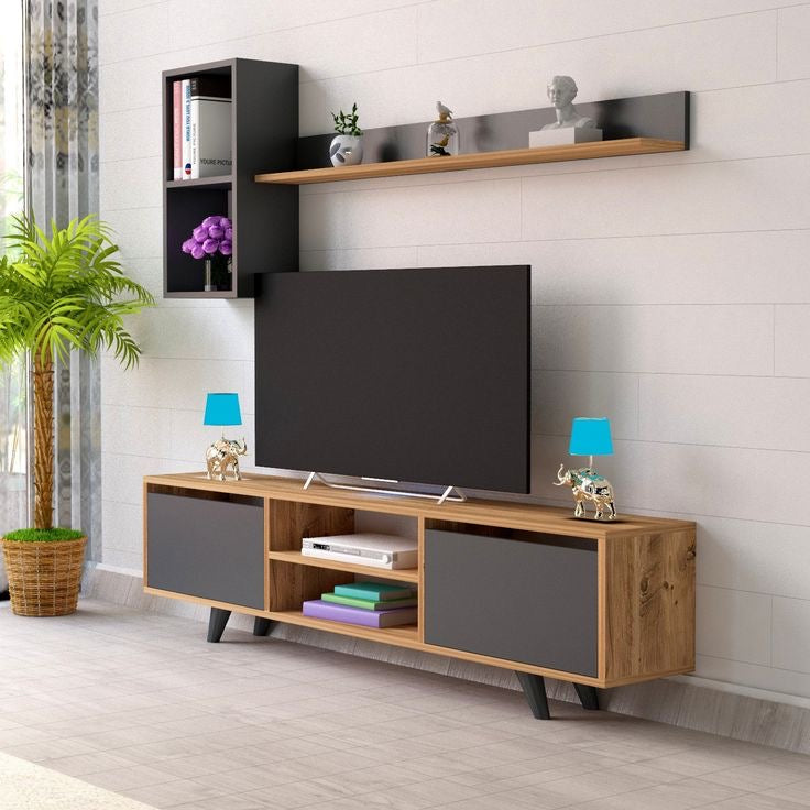 TV Unit – Wooden & Black, 160x40cm