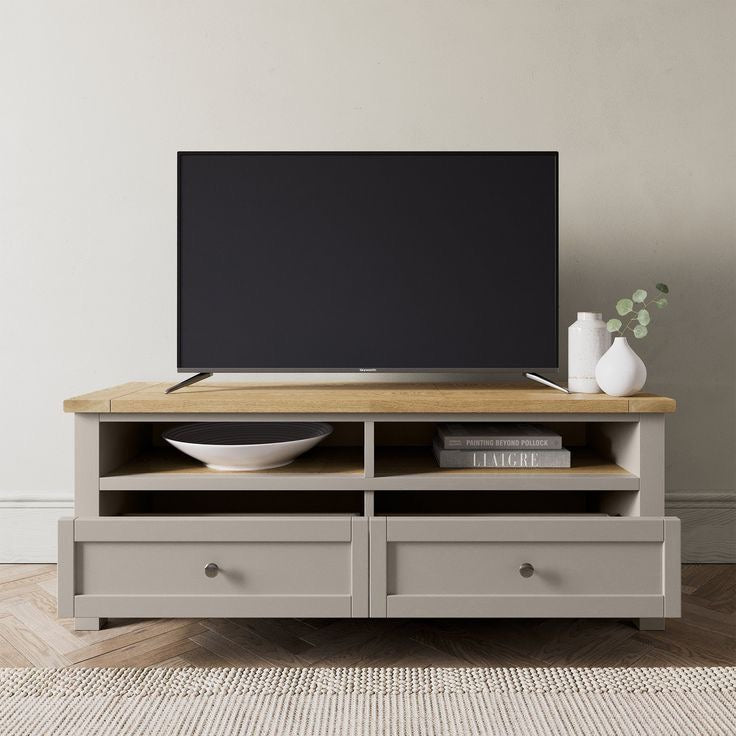 Compact TV Unit – Wooden & Grey, 120x40cm
