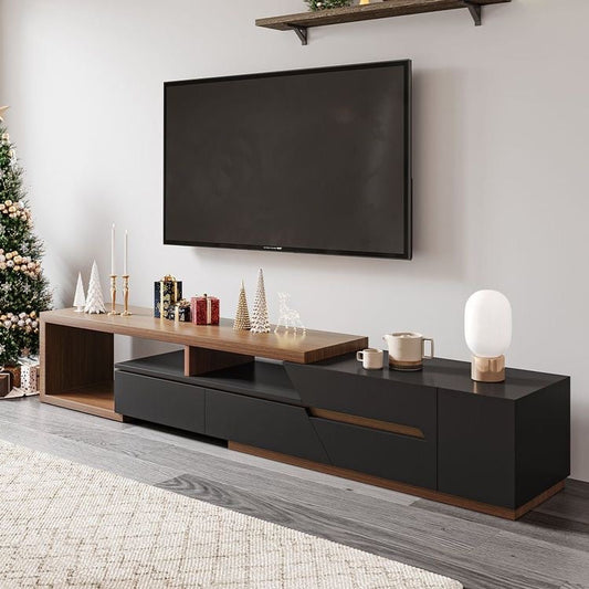 Large TV Unit – Wooden & Black, 240x40cm